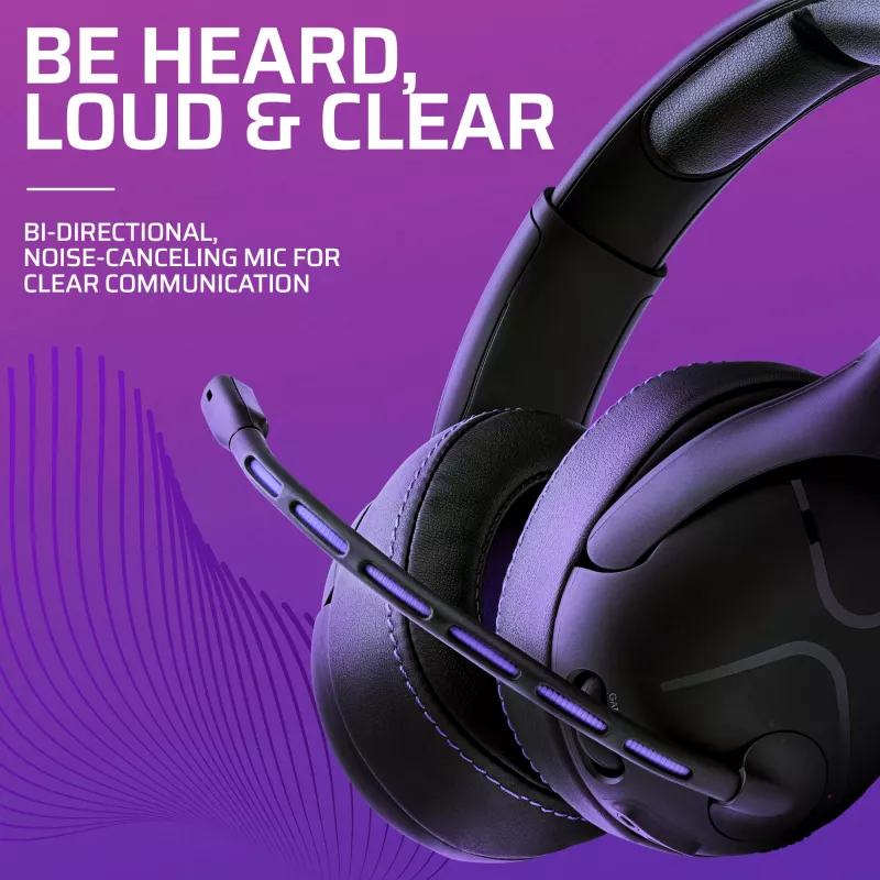 Headset VICTRIX Gambit Wireless — con filo e senza fili, 20–20000 Hz, cavo da 2 m, 301 g, nero/viola