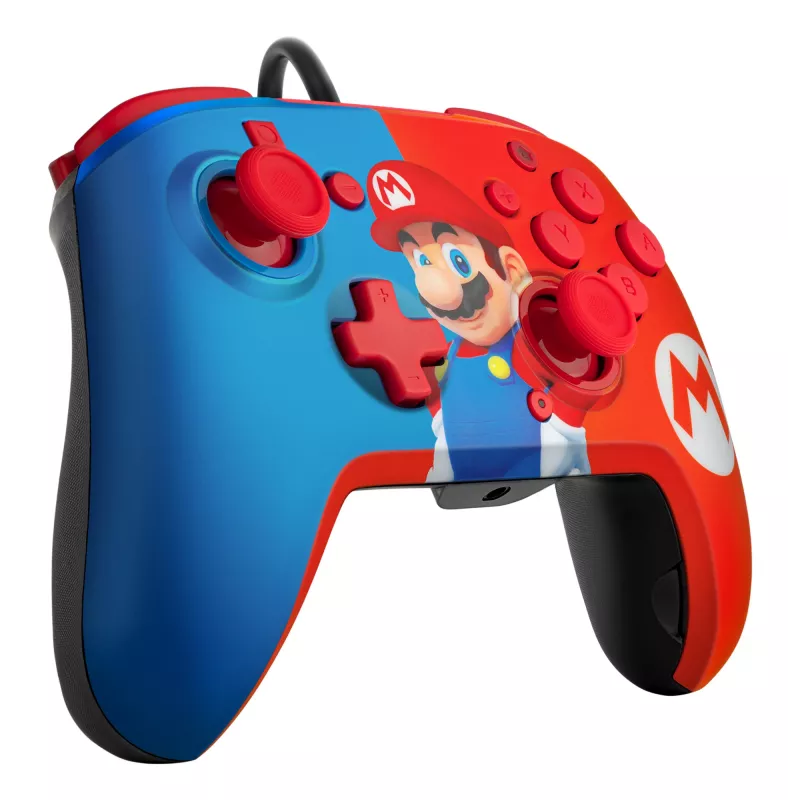 PDP REMATCH controller con filo: Power Pose Mario, gamepad, Nintendo Switch, Nintendo Switch OLED, D-pad, tasto Home, analogico / digitale, con filo, USB