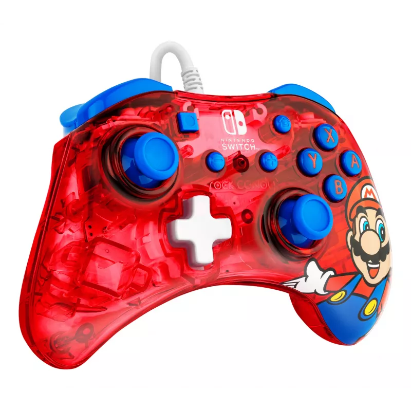 PDP Rock Candy: Mario Punch rosso, gamepad USB traslucido analogico/digitale Nintendo Switch, Nintendo Switch Lite, Nintendo Switch OLED