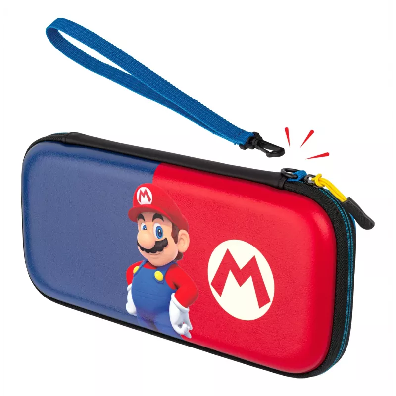Custodia rigida PDP slim Deluxe Power Pose Mario per Nintendo – blu/rosso