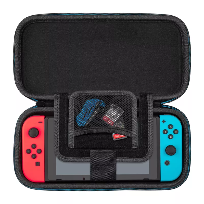 Custodia rigida PDP slim Deluxe Power Pose Mario per Nintendo – blu/rosso