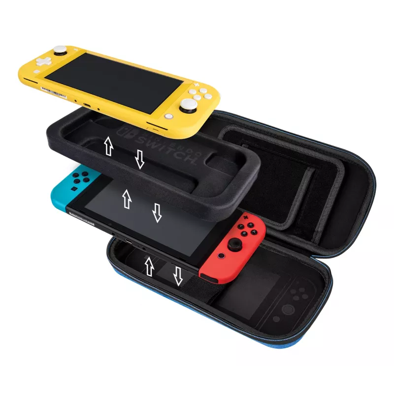 Custodia rigida PDP slim Deluxe Power Pose Mario per Nintendo – blu/rosso