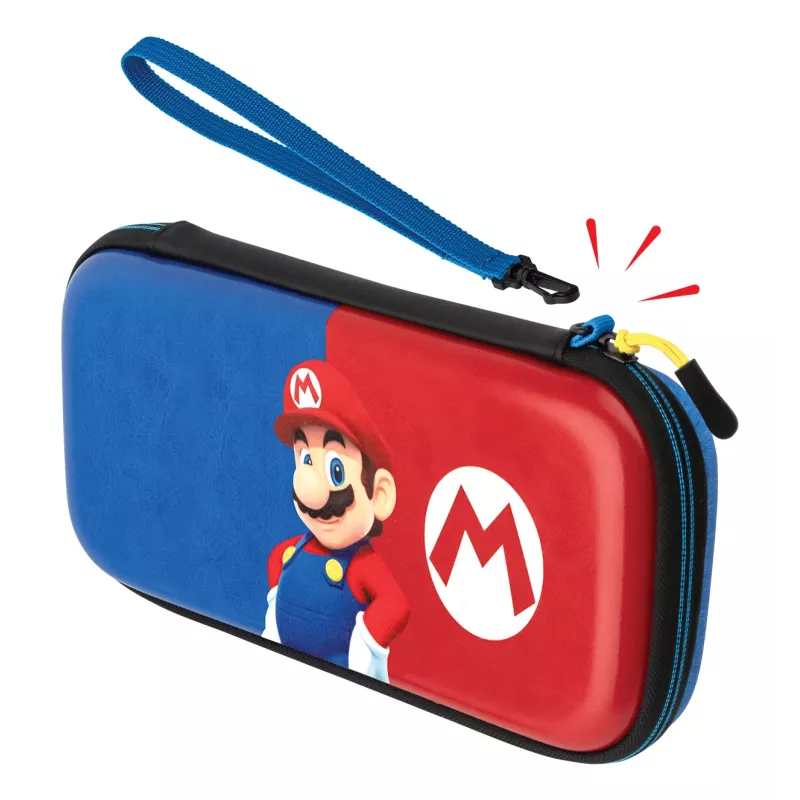 Custodia rigida PDP slim Deluxe Power Pose Mario per Nintendo – blu/rosso