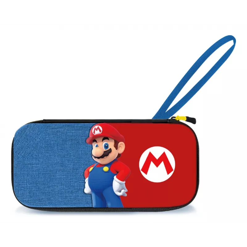 Custodia rigida PDP slim Deluxe Power Pose Mario per Nintendo – blu/rosso