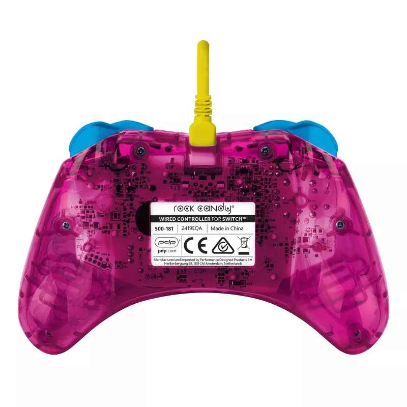 PDP Rock Candy: Bubblegum Peach rosa, gamepad USB traslucido analogico / digitale Nintendo Switch, Nintendo Switch Lite, Nintendo Switch OLED