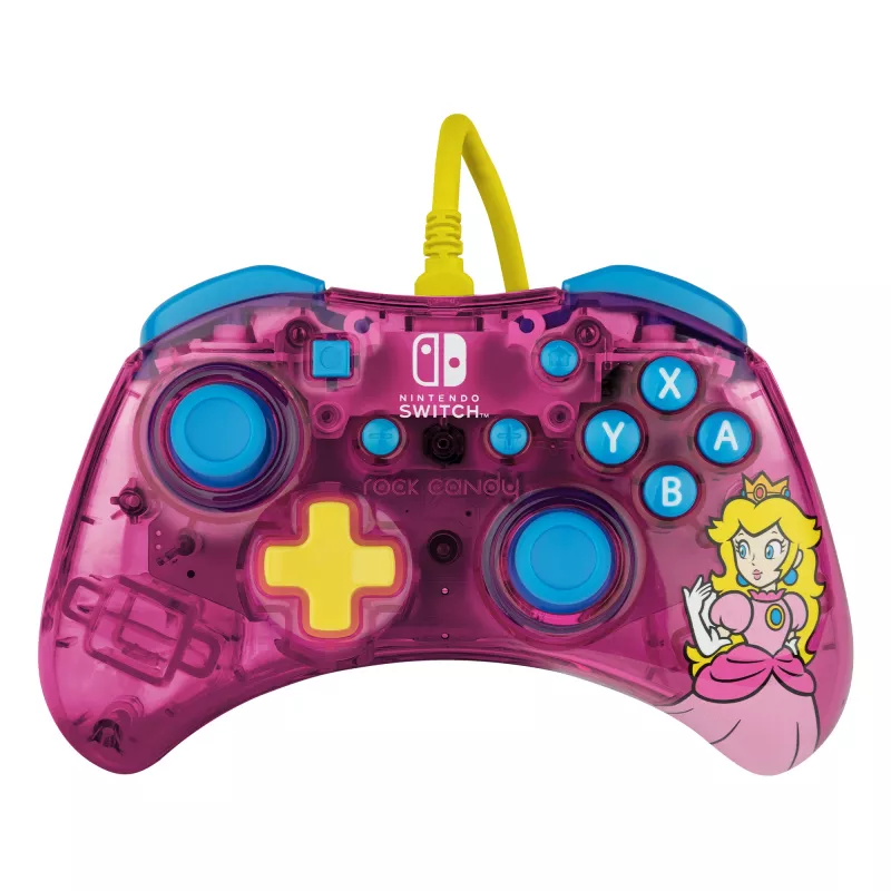 PDP Rock Candy: Bubblegum Peach rosa, gamepad USB traslucido analogico / digitale Nintendo Switch, Nintendo Switch Lite, Nintendo Switch OLED