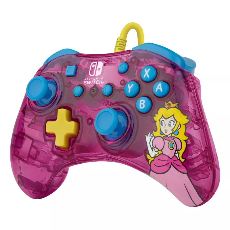 PDP Rock Candy: Bubblegum Peach rosa, gamepad USB traslucido analogico / digitale Nintendo Switch, Nintendo Switch Lite, Nintendo Switch OLED