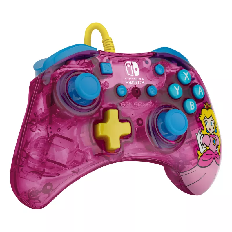 PDP Rock Candy: Bubblegum Peach rosa, gamepad USB traslucido analogico / digitale Nintendo Switch, Nintendo Switch Lite, Nintendo Switch OLED