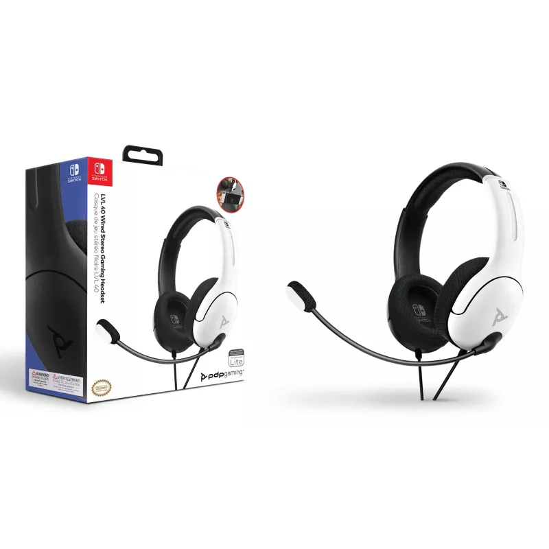 PDP LVL40 headset con filo archetto gaming nero, bianco