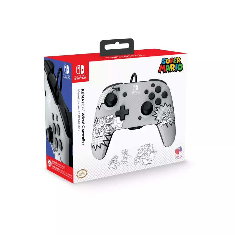 PDP REMATCH: Comic Attack nero, grigio, bianco Gamepad USB analogico / digitale Nintendo Switch, Nintendo Switch OLED