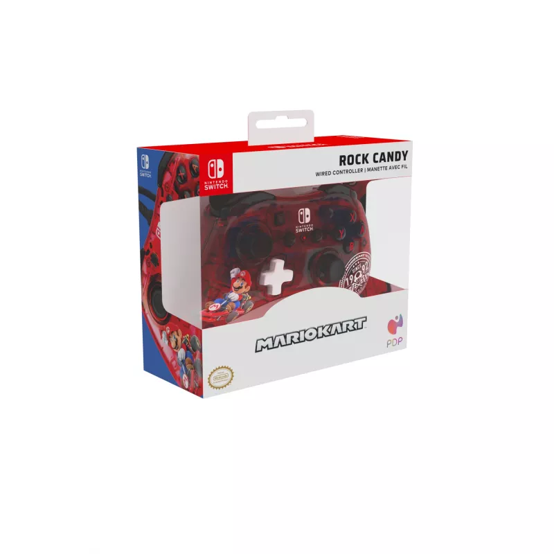 PDP Rock Candy: Mario Punch rosso, gamepad USB trasparente analogico / digitale Nintendo Switch, Nintendo Switch Lite, Nintendo Switch OLED