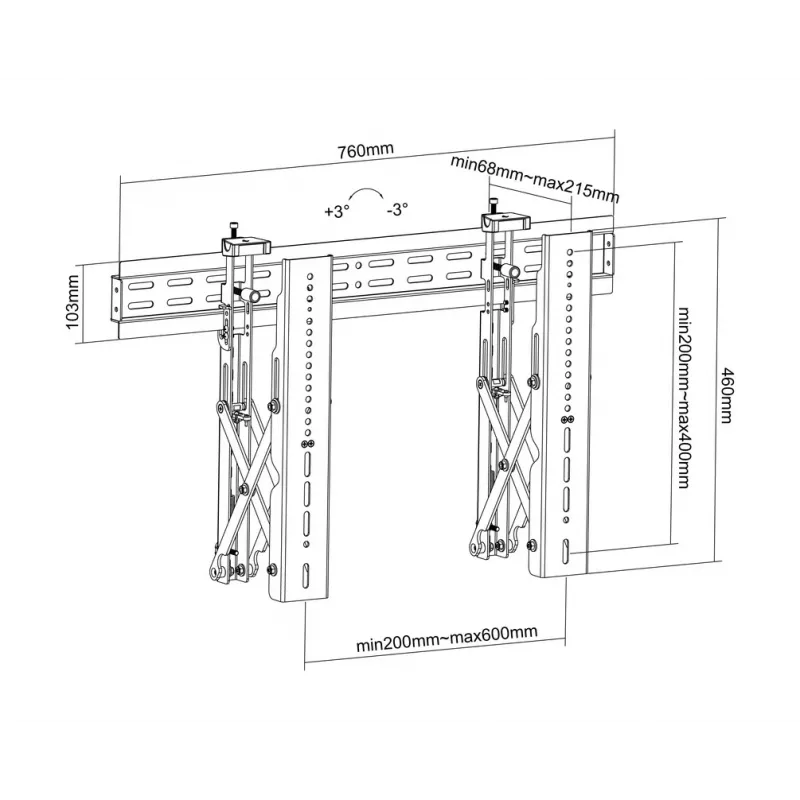 Supporto a parete per videowall Multibrackets M Public Push 40-70 pollici nero