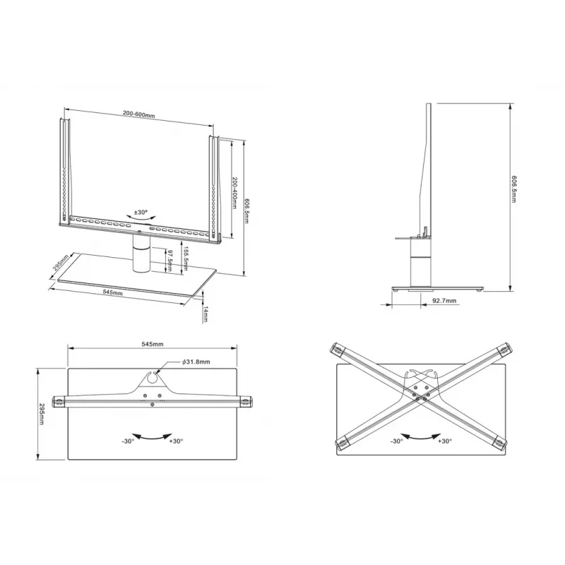 Base da tavolo Multibrackets M VESA Turn nero grande MAX 600x400