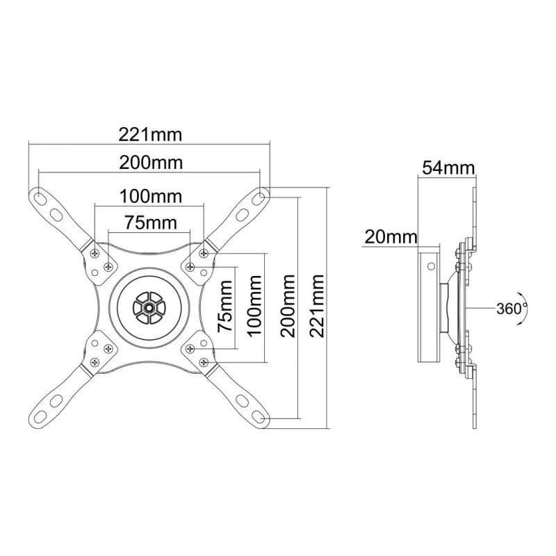 Supporto a parete VESA Multibrackets M 360 nero