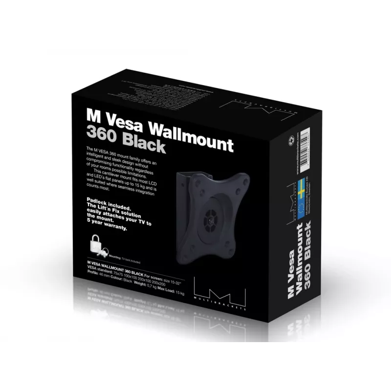 Supporto a parete VESA Multibrackets M 360 nero