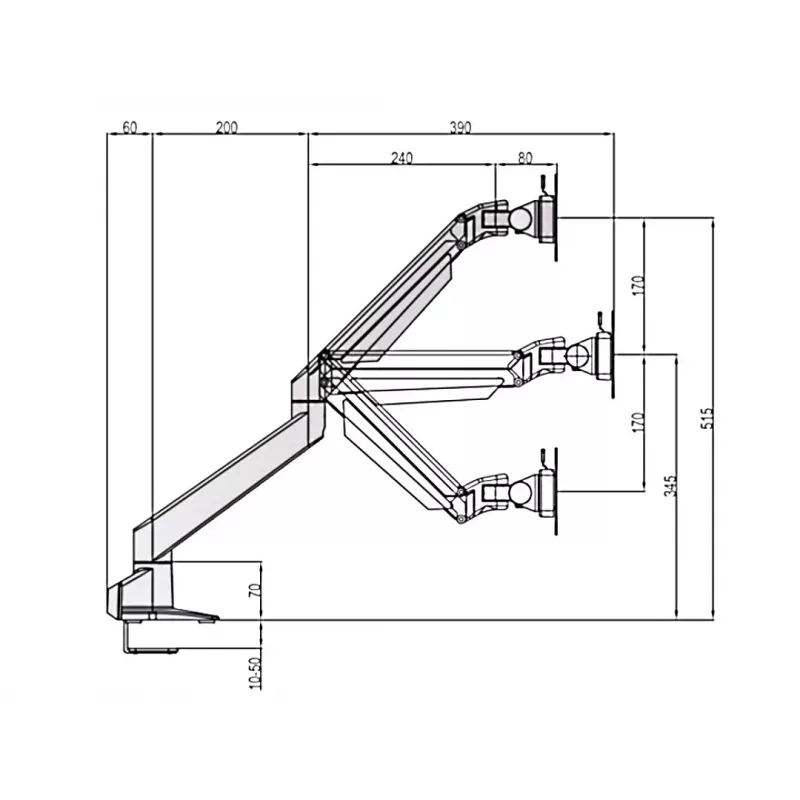 Braccio a gas VESA Multibrackets M singolo nero