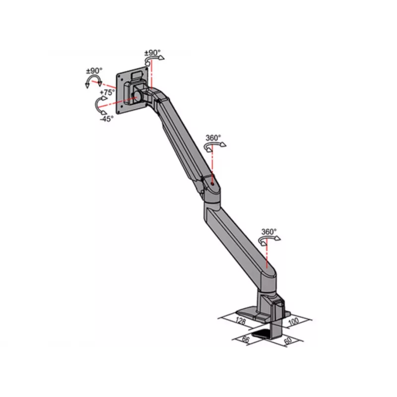 Braccio a gas VESA Multibrackets M singolo nero