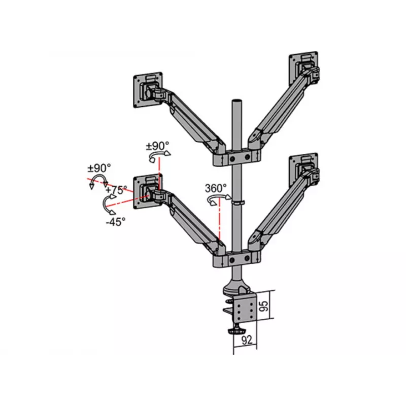 Braccio a gas VESA Multibrackets M Quad nero 40 kg 15-32 pollici