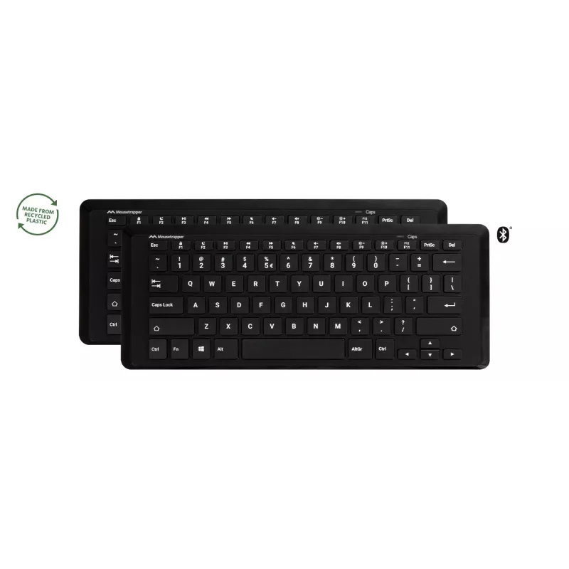 Tastiera wireless Mousetrapper Type Mini QWERTY NORDIC – USB-C, RF wireless, Bluetooth, nero