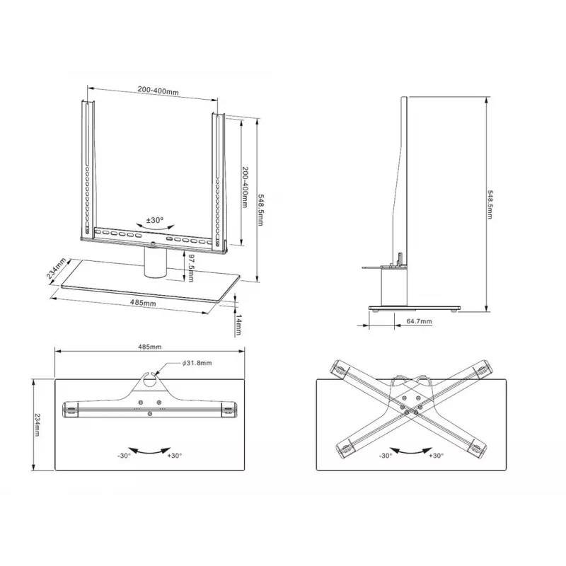 Supporto da tavolo Multibrackets M VESA Tablestand Turn nero medio MAX 400x400
