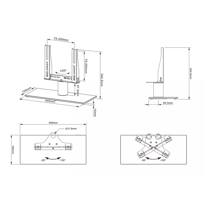 Supporto da tavolo Multibrackets M VESA Tablestand Turn nero X Small MAX 200x200