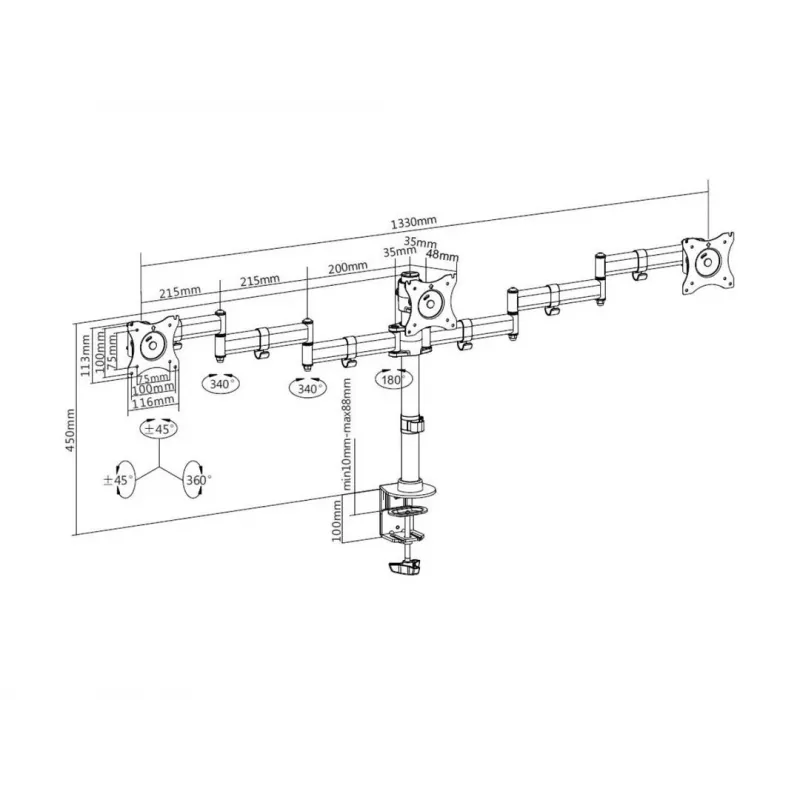 Supporto da scrivania Multibrackets M Deskmount Basic Triple