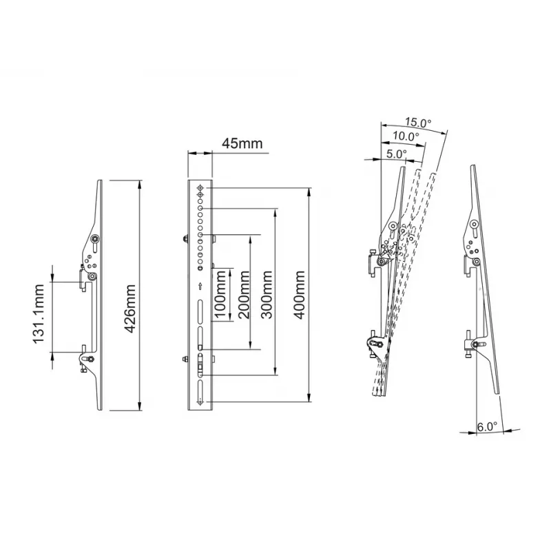 Braccio di montaggio per schermo piatto MULTIBRACKETS M Pro Series Tilt Arms 400mm, nero, alluminio/acciaio, 2 pezzi