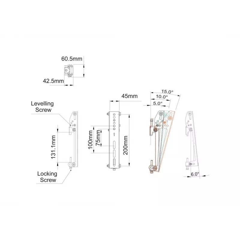 Braccio di montaggio per schermo piatto MULTIBRACKETS M Pro Series Tilt Arms 200 mm nero acciaio, 1,5 kg, 2 pezzi