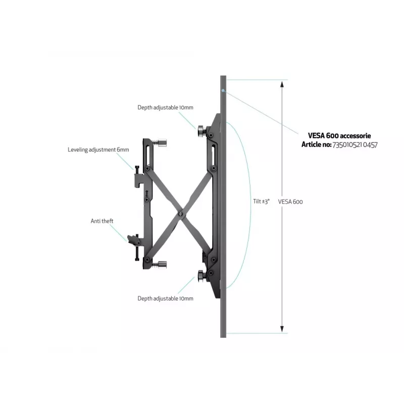 Supporto a parete Multibrackets M Wallmount Pro MBW1U nero 30 kg 40-65 pollici