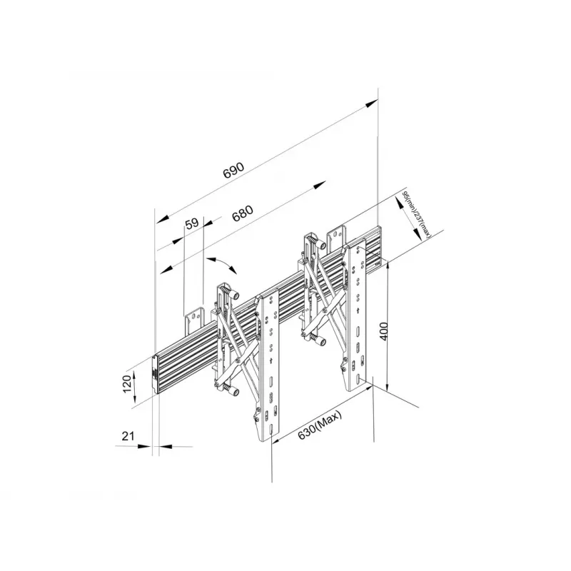 Supporto a parete Multibrackets M Wallmount Pro MBW1U nero 30 kg 40-65 pollici