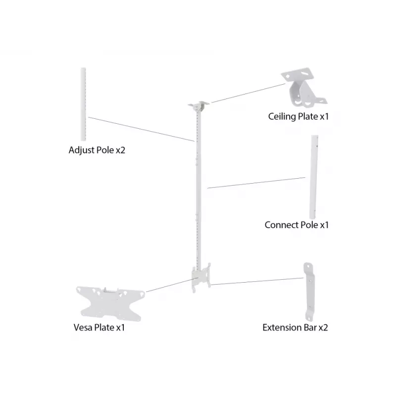 Supporto da soffitto Multibrackets M Public Small Single bianco 1500 14 kg 10-32 pollici
