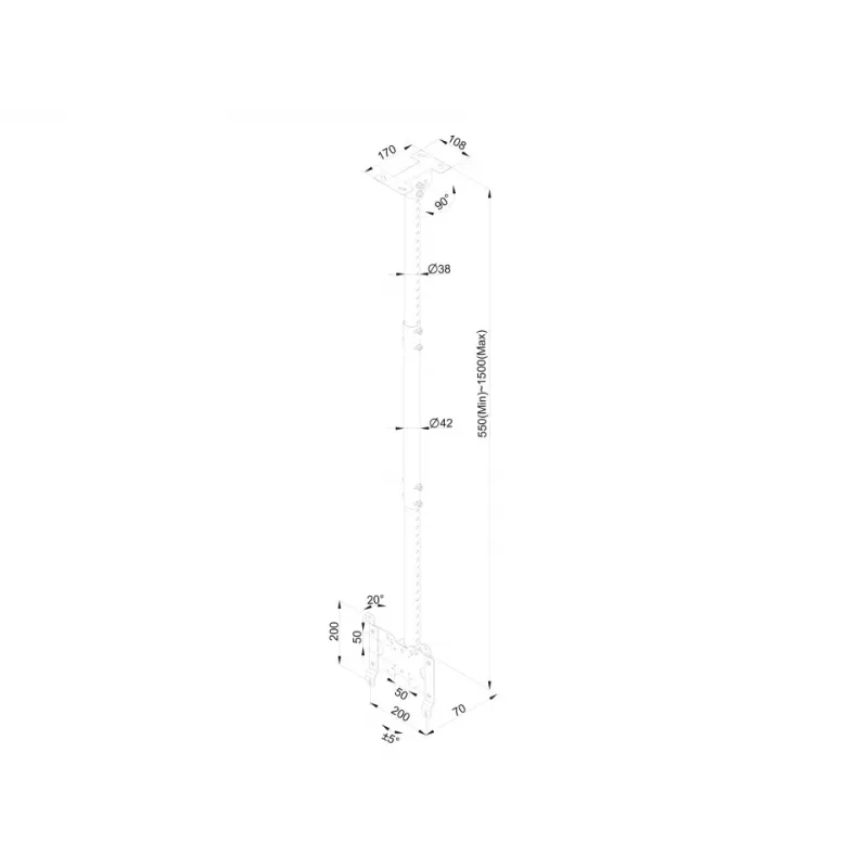 Supporto da soffitto Multibrackets M Public Small Single bianco 1500 14 kg 10-32 pollici