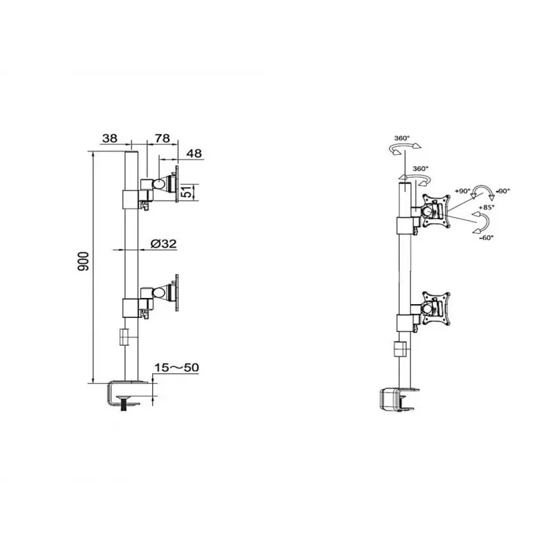 Multibrackets M VESA Deskmount Officeline Dual Vertical bianco