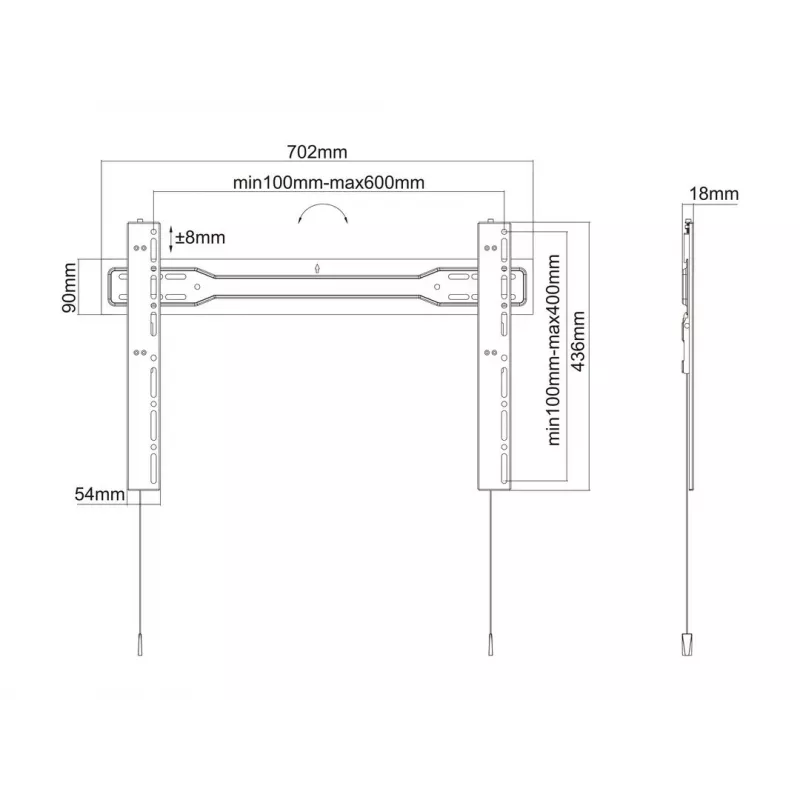 Multibrackets M VESA supporto a parete Super slim Fixed 600 MAX 35 kg 32-100 pollici