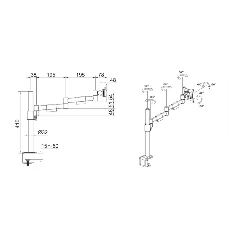 Supporto da tavolo Multibrackets M VESA Deskmount Officeline Single II nero