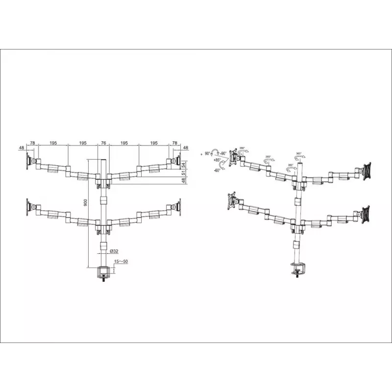 Supporto da scrivania Multibrackets M VESA Officeline Quad nero