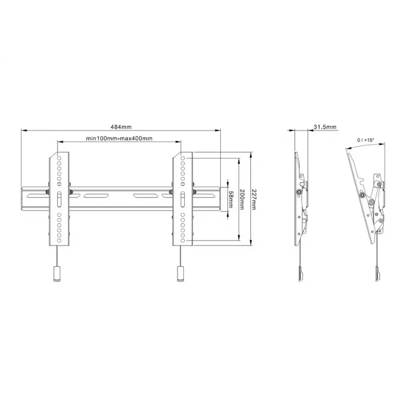 Supporto a parete per TV Multibrackets M OLED Super slim Tilt 50 kg 32-65 pollici