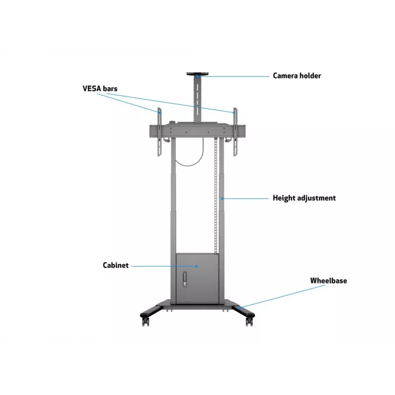 Multibrackets M Motorized Floorstand 120 kg nero incl. armadio e ripiano per camera