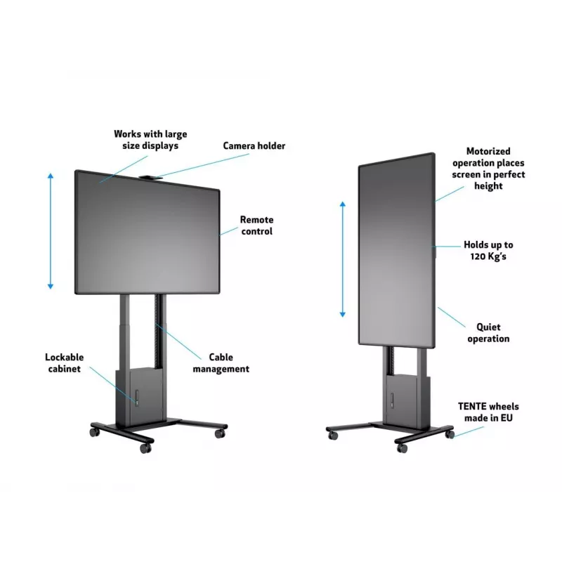 Multibrackets M Motorized Floorstand 120 kg nero incl. armadio e ripiano per camera