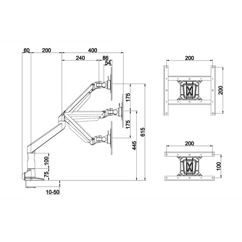 Multibrackets M VESA Gas Lift XL Single nero