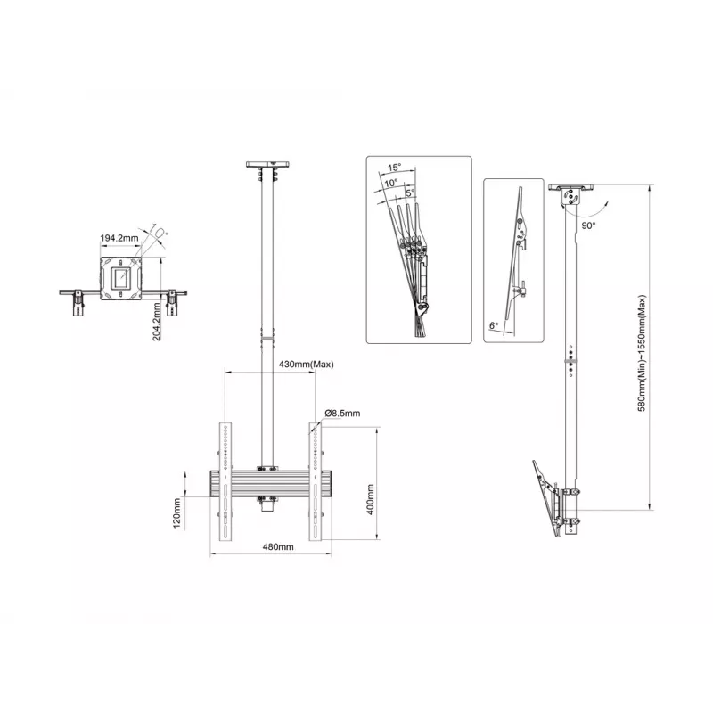 Multibrackets M supporto da soffitto Pro MBC1U VESA 400