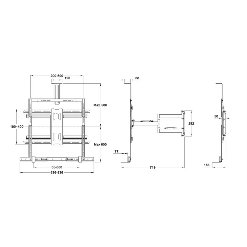 Multibrackets M Universal Flexarm Pro 60 kg Sound & Camera 60 kg portata 55-85 pollici