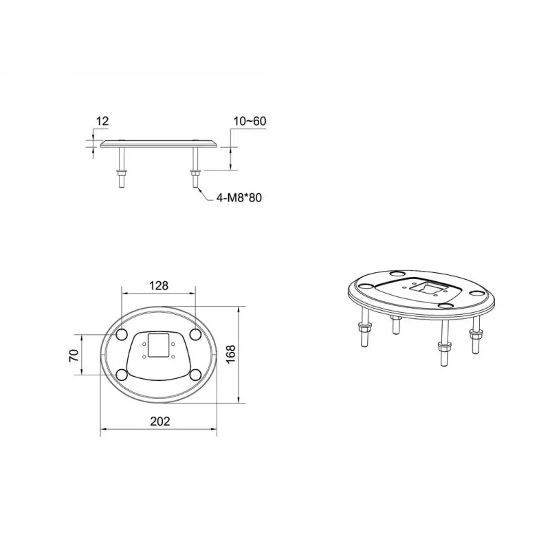 Base passante MULTIBRACKETS M Deskmount HD — corpo in alluminio, nero, Ø 21 cm, H 40 mm, 500 g