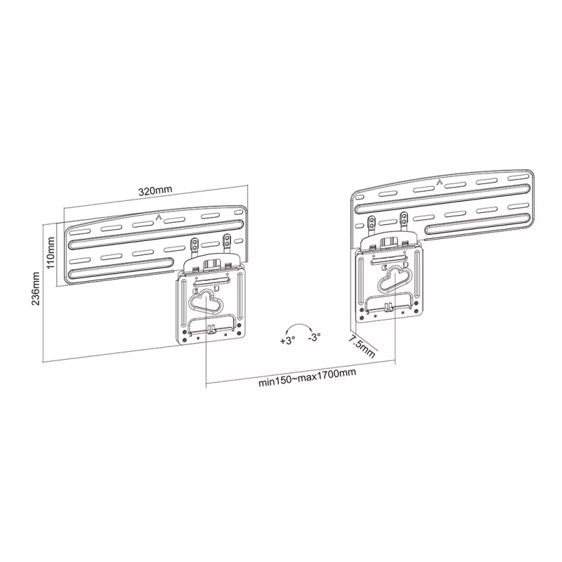 Multibrackets M QLED/UHD supporto a parete serie 43-85 pollici slim Fit portata massima 60 kg