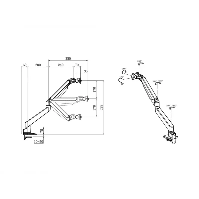 Multibrackets M Gaslift Arm Samsung G9 Single nero 20 kg montaggio da tavolo