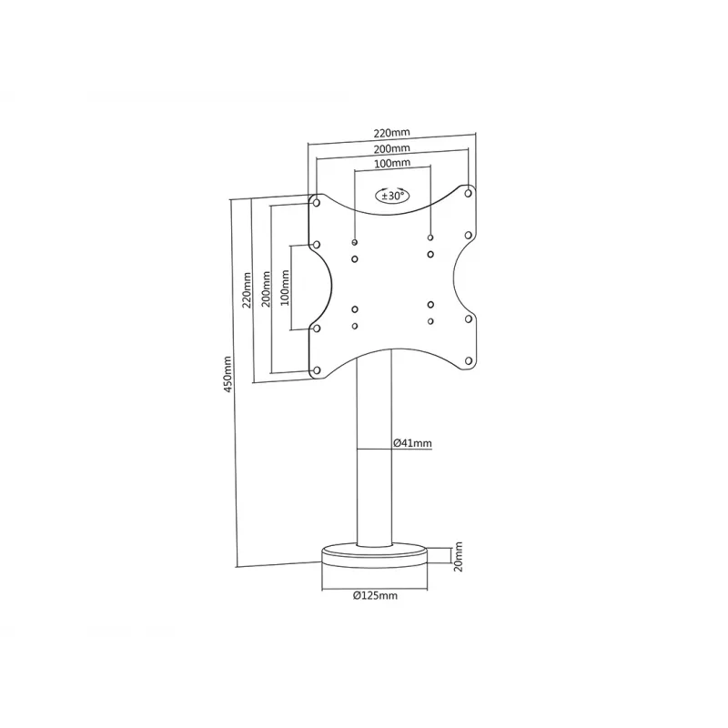 Multibrackets M VESA Bolt Down supporto TV Turn 200 MAX 30 kg 23-43 pollici