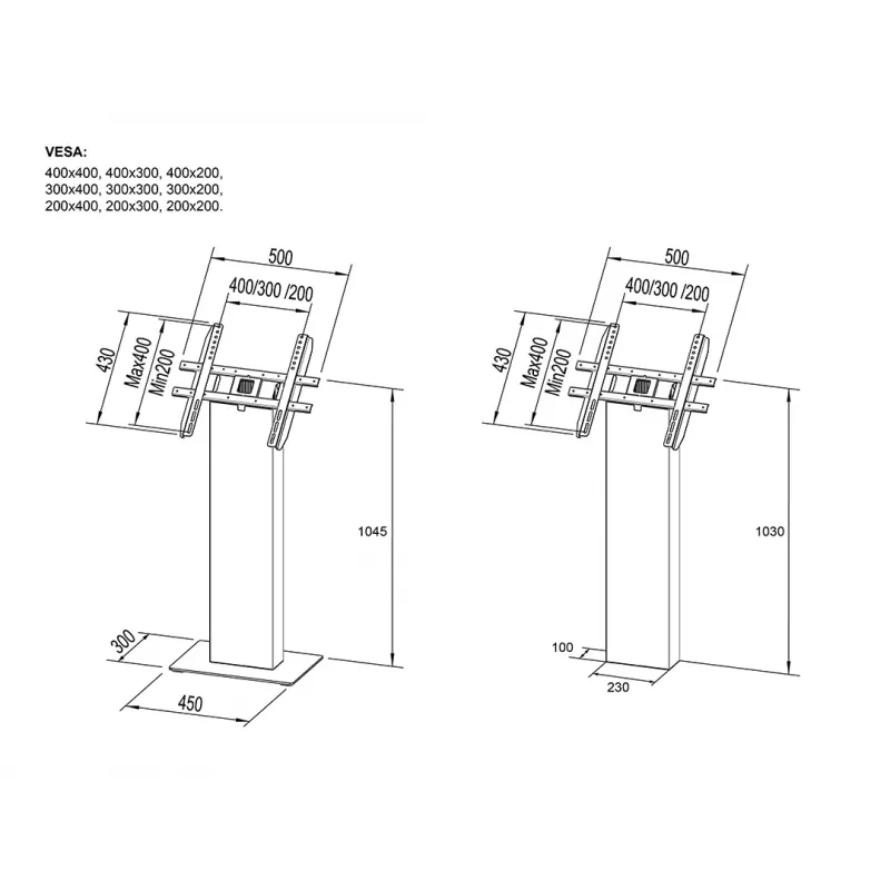 Multibrackets M Pro Series Kiosk nero 15-32 pollici 20 kg 75x75-400x400