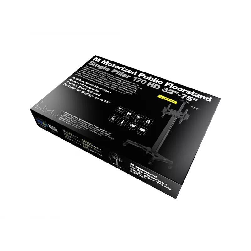 Multibrackets M supporto a pavimento motorizzato Public a colonna singola 170 HD 60 kg capacità 32-75 pollici
