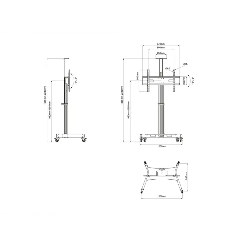 Multibrackets M supporto a pavimento motorizzato Public a colonna singola 170 HD 60 kg capacità 32-75 pollici