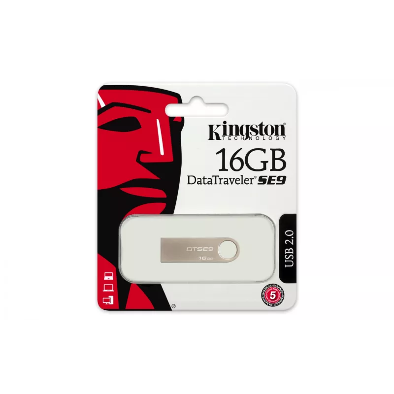 Chiavetta USB KINGSTON DataTraveler SE9 16GB — USB Type-A 2.0, argento, senza cappuccio